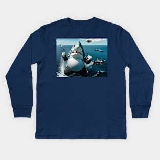 Fat Shark Killer Kids Long Sleeve T-Shirt